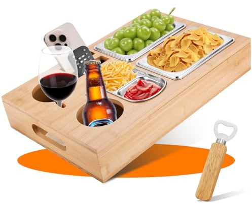 Soffbricka, Soffbricka, Med Snackskålar I Rostfritt Stål, Med Avtagbart Lock, Soffbricka, Snackslåda Med Fack, Soffbricka För Soffa, Sovrum Och Husbil