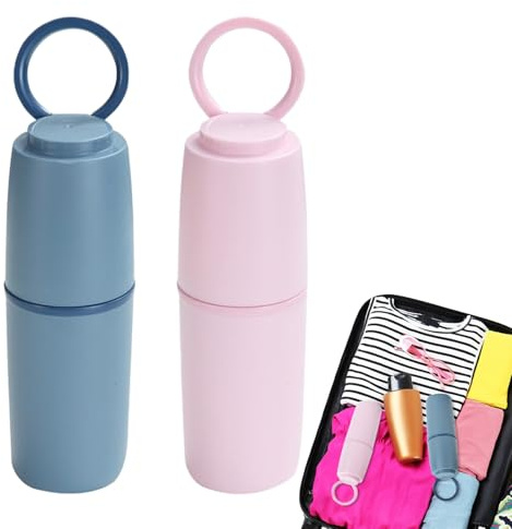 Portaspazzolini Da Viaggio da Viaggio per Spazzolino e Bicchieri per | 2 Pezzi Organizzatore per Viaggi Adulti Bambini Hotel Esterno