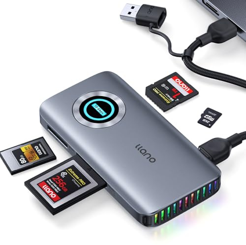 llano CFexpress Type A/B Card Reader, USB 3.2 Gen 2 (10Gbps) Reader, 4-in-1 UHS-II SD4.0 & Micro SD/TF4.0 Card Reader with RGB, Memory Card Reader for Windows, macOS, Linux, iOS, iPadOS and Android