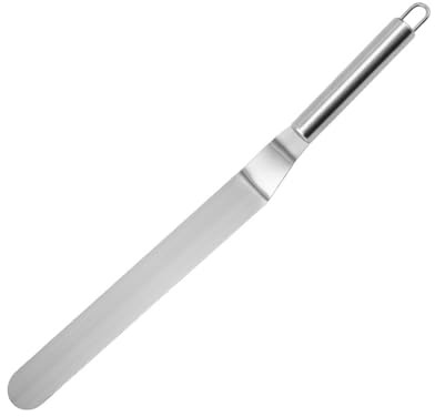681012 - Spatola da pasticceria in acciaio inox da 5 x 3 cm, adatta per cucina, casa e pasta di zucchero (manovella 25,4 cm)