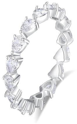 Ayoiow Vorsteckring Platin für Damen, Moissanit Full Eternity Band Ring Frauen Valentinstag für Sie, Platin 950 Größe 57 (18.1)