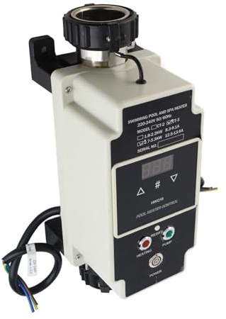 ERYUE Poolvärmare Kraftfull 2,7 Till 3,3KW Elektrisk Varmvattenberedare Termostat för Badtunna 220 Till 240V, Digital Display för Pool, Material i Rostfritt Stål
