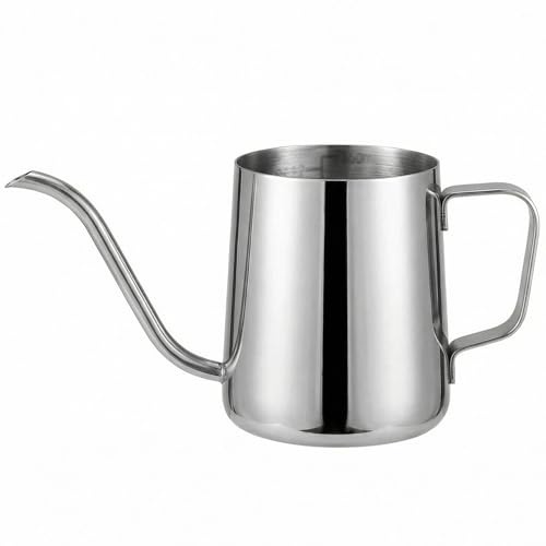 Mini annaffiatoio per piante da interno, annaffiatoio piccolo in acciaio inossidabile da 350 ml con beccuccio lungo e manico, irrigatore per piante da appartamento per versamento preciso (Argento)