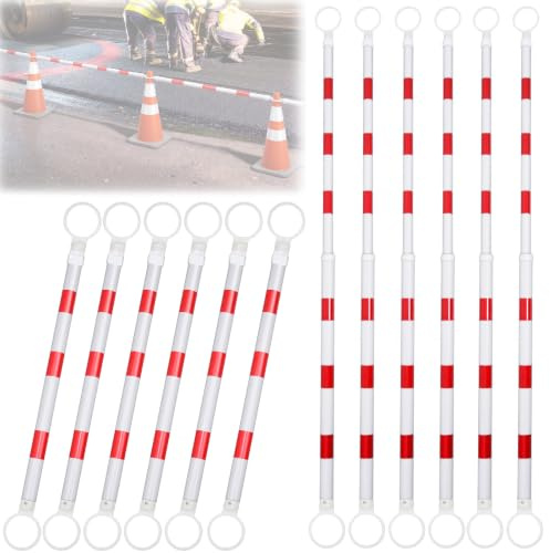 12 Pcs Traffic Cone Bars, 1.23-2.2m Retractable Barrier Poles