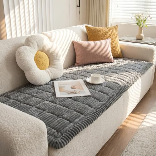Dayacoco Thick Sofa Covers Washable 2 3 4 Seater,Dark Grey, 70x150cm
