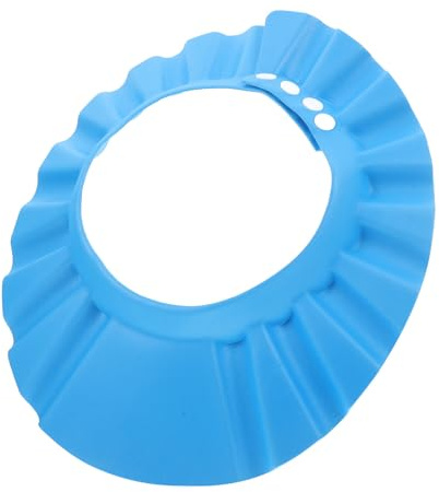 Gorro de Ducha Ajustable para Niños y Bebés Eva Azul | Ranuras para Flujo Rápido de Agua, Protege las Orejas del Agua, Ligero para Baño y Corte