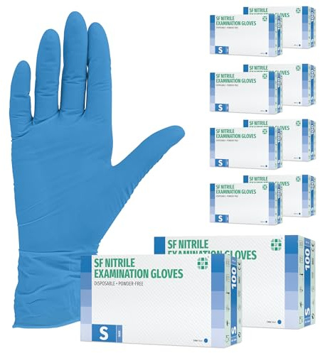 SF Nitrilhandschuhe S Blau – 1000 Stück Einweghandschuhe, latexfrei | Puderfreie Einmalhandschuhe, Vorratspack mit 10 Boxen à 100 Stück, für Tattoo, Werkstatt, Küche, Reinigung und Haushalt