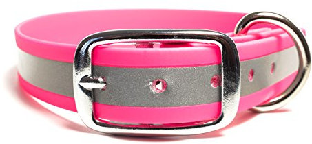 Mystique® Biothane Halsband deluxe beta reflex - Signalhalsband (55 - 63 cm, neon-pink)