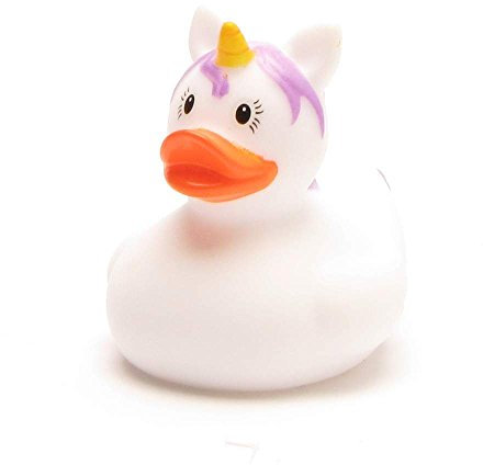 Pato de baño con forma de unicornio blanco, 4,5 cm de largo