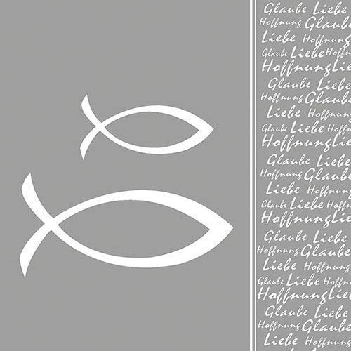 Ambiente Luxury Paper Products 40 Servietten Silber Grau Fisch Kommunion Konfirmation Taufe Tischdeko Hochzeit Serviettendeko