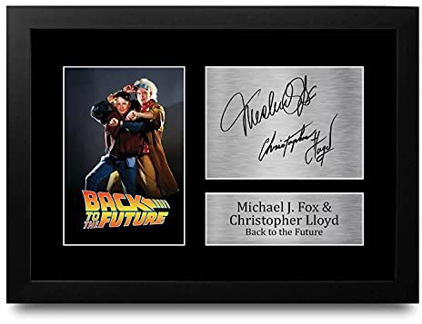 HWC Trading Back To The Future A4 Gerahmte Signiert Gedruckt Autogramme Bild Druck-Fotoanzeige Geschenk Für Michael J Fox Christopher Lloyd Filmfans