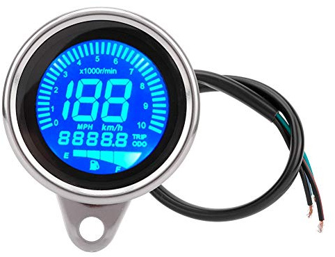 Varvräknare, Duokon motorcykel LCD motorcykel hastighetsmätare universell varvräknare mätare DC 12 V 0–199 km/h (elektrosilvering)