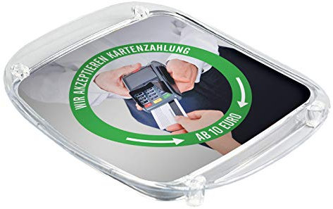WIRKSAMWERBEN Zahlteller Kassierteller Geldschale: Wir akzeptieren Kartenzahlung ab 10 Euro