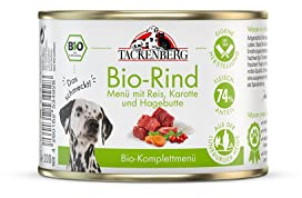 TACKENBERG Bio-Rind mit Karotte & Hagebutte Nassfutter Dose für Hunde - Hundefutter in Premiumqualität - natürlich getreidefrei - 24 x 400 g