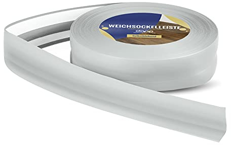 DQ-PP WEICHSOCKELLEISTE – 5m – grau – 32x23mm – PVC – selbstklebend – Knickwinkel Fussleisten Gummileiste Sockelleiste Winkelprofil Abschlussleiste Bodenleiste