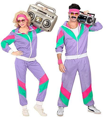 W WIDMANN MILANO Party Fashion - 80er Jahre Trainingsanzug | Jacke und Hose für Erwachsene, Vintage-Style, Retro Outfit, Jogginganzug für Karneval und Mottopartys