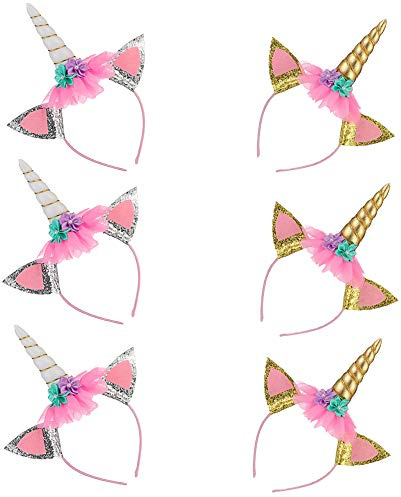 Jiahuade 6 Stück Einhorn Horn Haarreif,Einhorn Stirnband,Horn Stirnband Haarband,Head Accessoires Party Dekoration,für Ostern Geburtstag Party Karneval