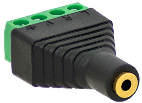 1x Klinken Buchse 2,5mm Adapter > Terminal Block 4-Pin Schraub Klemmen Vergoldet