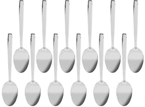 Cucharas de postre de acero inoxidable de 12 piezas, cucharas de café con leche cucharas de sopa Cuchara de café de metal bonita para postre de café, pastel de helado