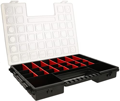 KOTARBAU® Caja clasificadora de 27 compartimientos, Organizador, Estuche de Piezas pequeñas, Caja organizadora de plástico con asa, Caja de Tornillos, Caja surtida para Accesorios de Taller, Maletín
