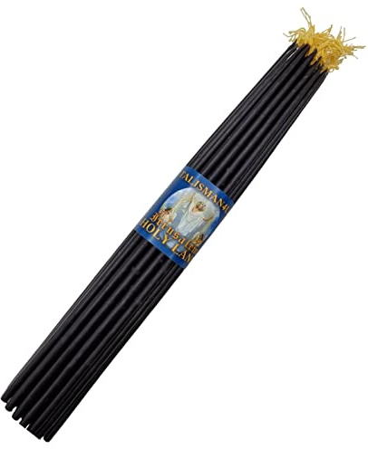 33 Natural 100% Beeswax Taper Candles 11 inch Tall Blessed Church Jerusalem Holy Land Candles (Black)