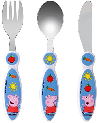 Peppa Pig Children's Kids 3pcs Cutlery Set - Knife/Fork/Spoon