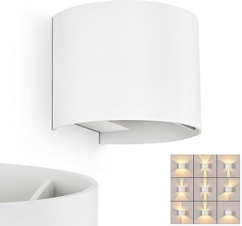 HOFSTEIN LED Außenwandleuchte Tamarin, moderne Wandlampe aus Metall in Weiß, Wandleuchte außen m. verstellbarem Up&Down Lichteffekt für Terrasse/Haustür/Hof, 6 Watt, 308 Lumen, 3000 Kelvin, IP54