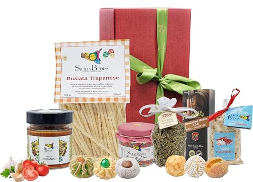 Sicilia Bedda - Box Cesti Natalizi Prodotti Tipici Siciliani - Una Gustosa IDEA REGALO (Box Trapani)