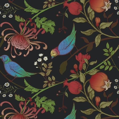 VaryPaper Papier peint autocollant vintage motif fleurs et oiseaux 44,5 x 200 cm pour meubles décoration salon, salle de bain, chambre à coucher, armoire