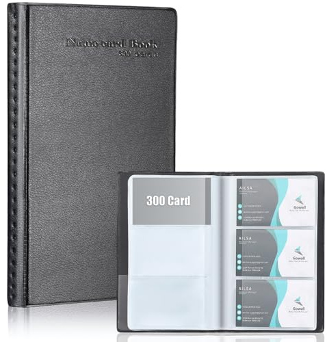 GOWALL Professional Business Card Book Holder Organizer, 300 Card Capacity Card Binder PU Leather Name Card Credit Cards Booklet