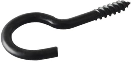Blackline Schraubhaken gebogen 4.40 x 80mm | Schwarz | 6 Stück Haken zum Schrauben Hakenschraube