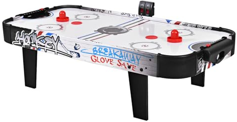 Tavolo da Air Hockey 110CM con Contatore Elettronico & Motore, Gioco da Tavolo da Hockey con Puck & Pushers & Porta, Tavolo da Gioco in Legno, per Bambini & Adulti, per Feste in Casa