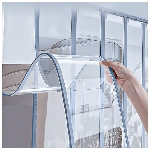 WXQTM Magnetischer Türvorhang Wärmedämmender Streifenvorhang Winddicht Durchsichtig Vinyl-Streifen, für Terrassentüren Balkone Schlafzimmer (50x240cm)