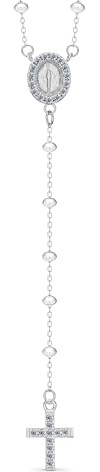 Dada Gioielli - Collana Rosario Uomo Donna con Croce Zirconi Brillanti Colore Argento
