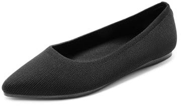 DREAM PAIRS Scarpe Basse da Donna in Maglia con Punta Casual Comode e Morbide Slip-on Ballerine per Lavoro Ufficio e Business,Size 38.5,Nero,DWUMFA2525