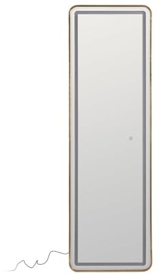 LOLAhome Espejo vestidor Rectangular táctil con luz LED, Marco Dorado de Aluminio, 160x50 cm, Anclaje Vertical/Horizontal, Sensor on/Off, con Enchufe Europeo, Listo para Colgar