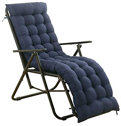 Polsterauflage für Sonnenliege, 120 x 48 cm, überfüllt, mit 6 Bändern, reduziert Druck, tragbar, für Schaukelstuhl, Gartenliege, Marineblau