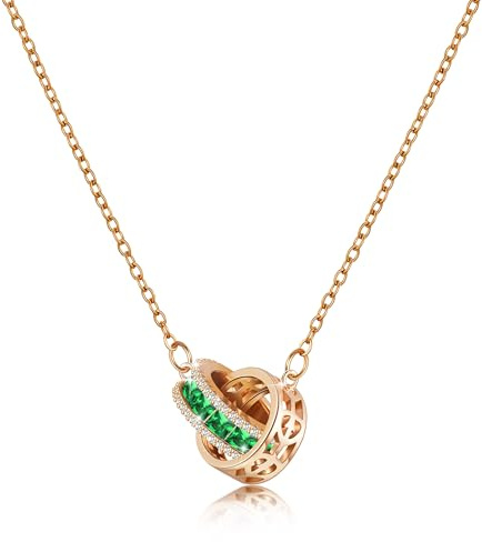 Linawe Edelsteine Anhänger Kette Damen, Statement Halskette Schmuck Set, Edelstahlkette Geburtsstein Kristall Kettenanhänger, Erhältlich in Gold, Roségold und Silber