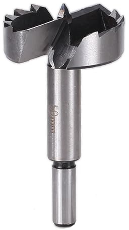 Forstner Bohrbohr, Verzahnte Forstner Bohrbohr mit rundem Schaft für Holz, Zweigloch, Scharnierloch, Topf, Spanplatte, Faserplatte (Ø 50mm)