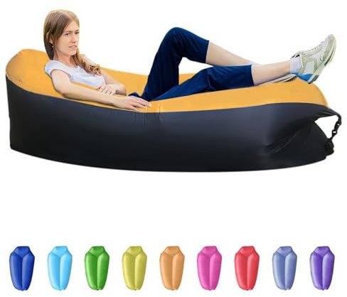 Xlabor Aufblasbares Sofa Wasserdicht Luft Sofa Wasserdicht Air Lounger mit Portable Paket Air Bett tragbares Lazy Lounger für Camping, Beach, Park, Strand orange