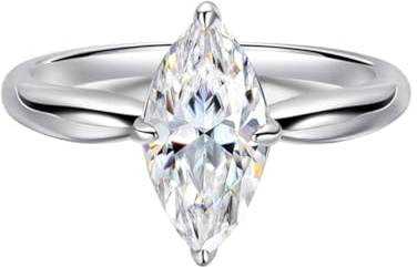 PVUVTNAHW Bague de fiançailles en argent sterling 925 avec moissanite marquise de 1 à 3 carats for femme, bijou fin for fête de mariage