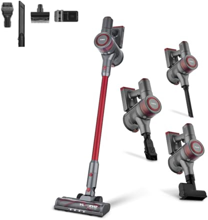 Tower T513014 VL40 EVO PET Pro 3-in-1 Cordless Vacuum Cleaner with Cyclonic Suction, Turbo Pet and Upholstery Brush, Handheld Function, 1L Capacity, 22.2V, Red