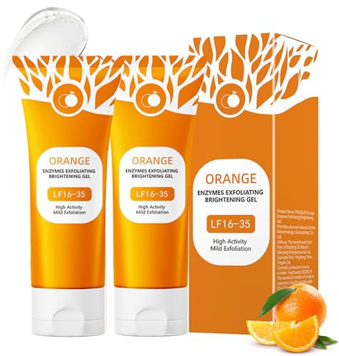 Orange Enzymes Exfoliating Gel, 2PCS Natürliches Orange Peeling Gel, Gentle Exfoliating zur Gesichtsreinigung & Porenreiniger, Face Scrub Peeling Gesicht & Körperpeeling, Gesicht Tiefenreinigung