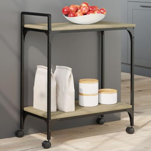 Outdoor Kitchen Cart Sonoma Oak 60.5 x 31 x 72.5 cm Portable BBQ Trolley Garden Storage BBQ Prep Table Outdoor Dining Stylish & Functional Design