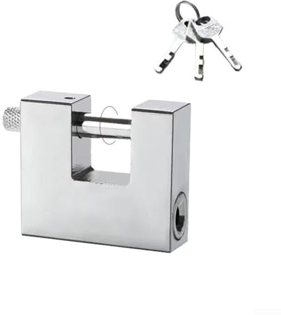 Heavy Duty AntiTheft Padlock with D Shaped Shackle, Zinc Alloy and Chrome Plated Waterproof Lock, 3 Keys Provided for Garages, Chains, and Storage Security (50mm)
