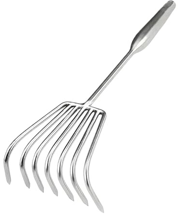FewNvWa Rastrello da Giardinaggio Mini Rastrello Manuale Artigli Portatile Acciaio Inox Comodo Leggero Adatto a Scavo Piantagioni Spiaggia, Sette Punte