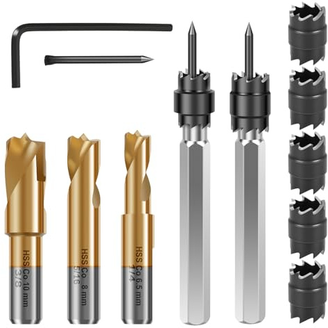 12 Pcs Spot Weld Drill Bits Set Spot Weld Cutter High-Speed Steel Cobalt Spots Welding Cutters Drill Bits Sheet Metal Hole Cutters Welding Cutter Remover Tool 6.5mm 8mm 10mm