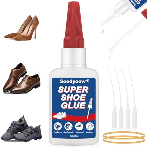 Soodyoow 20g Schuhsohlenkleber, Schuhkleber Extra Stark Wasserfest, Transparentes und Schnelltrocknend, Super Shoe Glue Für Leder, Sneaker, Absätze, Sandalen,Tennisschuhe, Stiefel
