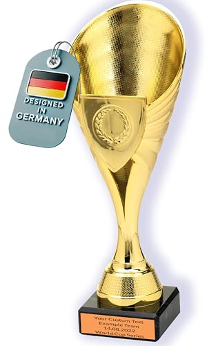 Larius Pokal (21cm, 220g) – Edle, universelle Trophäe mit Marmorsockel – Personalisierbar – Ideal für Sport, Schule, Wettbewerbe & Auszeichnungen – B1