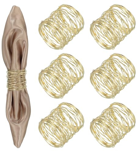 QUARKZMAN 8 Stück Metall Serviettenschlaufen Serviettenhalter Hochzeit Gold | Runde Mesh, Für Tischdekoration, Geburtstag, Feiertagsfeier